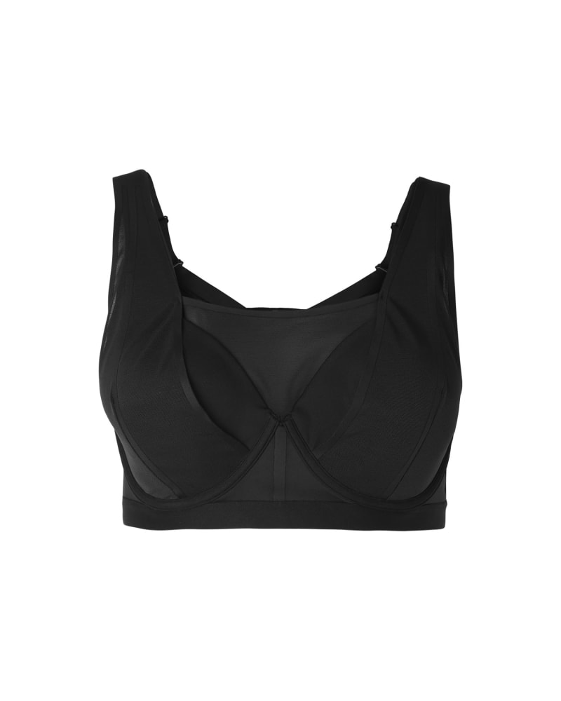 Front of a size 40C 11 Honoré x Adidas HS Bra in Black by 11 Honoré Collection. | dia_product_style_image_id:233054